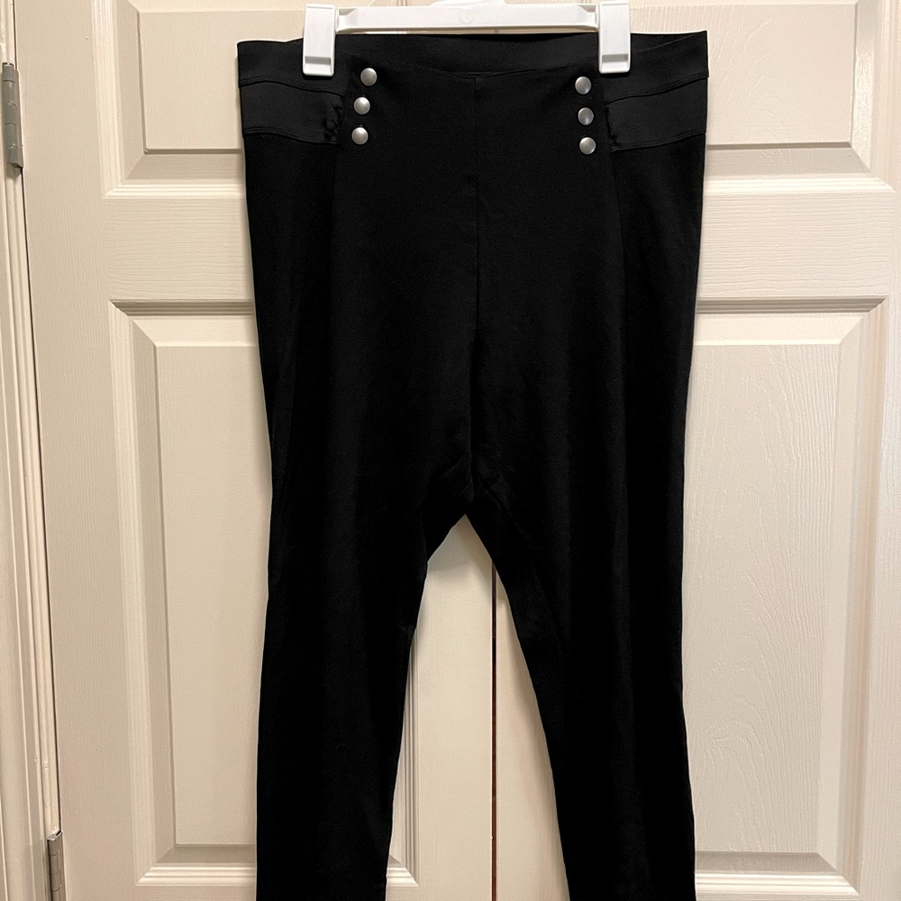 F&F Black Leggings With Button Waist Detail, from Europe
